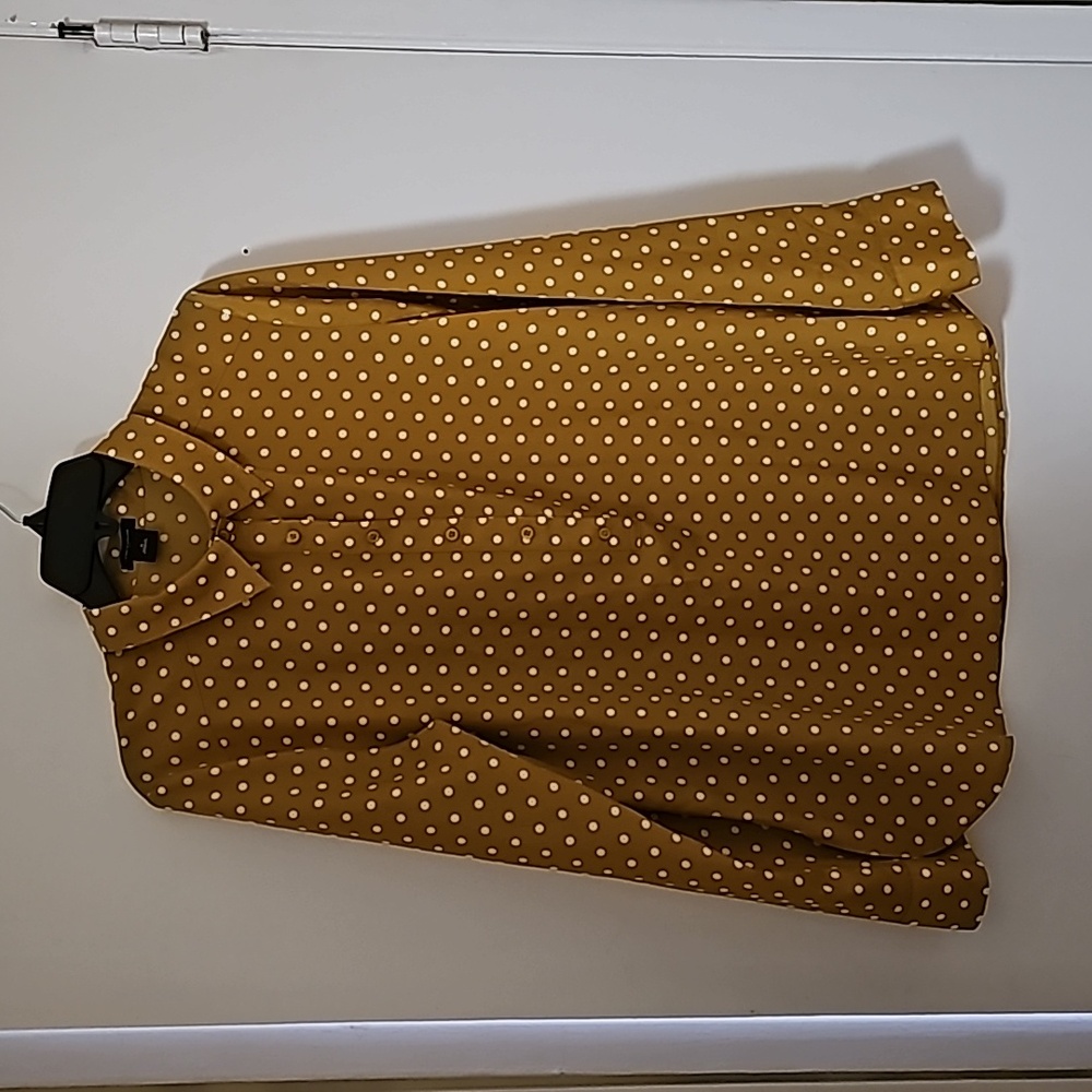 Ann Taylor Mustard Polka Dot Blouse